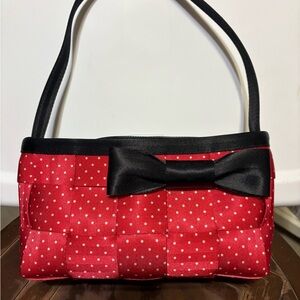 Disney Red and White Polka Dot Shoulder Bag with Black Bow